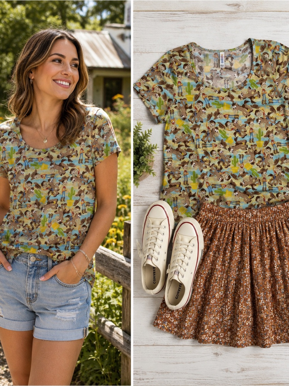 LuLaRoe Disney Women’s Classic Tee Toy Story TS5 Woody Bullseye Large